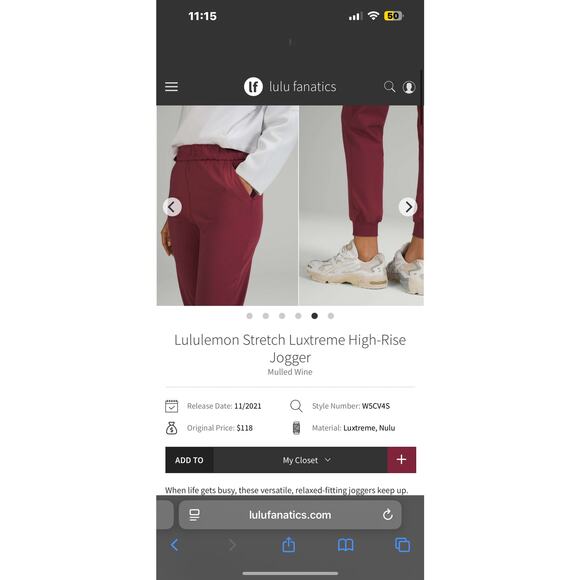 Lululemon stretch luxtreme mauve jogger 8 women - Picture 9 of 9